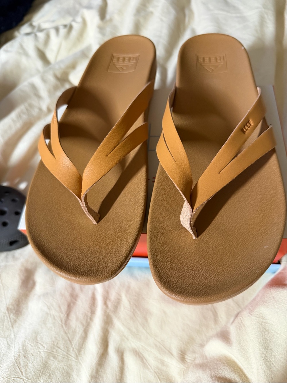 Reef Women’s Tan/Brown Triple-Strap Slide Sandals